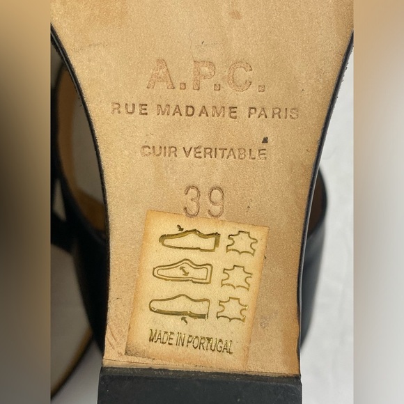 A.P.C. Black Wedge sandals with leather strap EU Size 39-W9 - Picture 9 of 9
